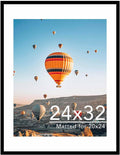 24x32 Picture Frame with 20x24 Mat - Black Plexiglass Wall Frame