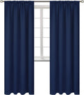 BGment Rod Pocket Blackout Curtains 84 in Navy Blue - Thermal, Light