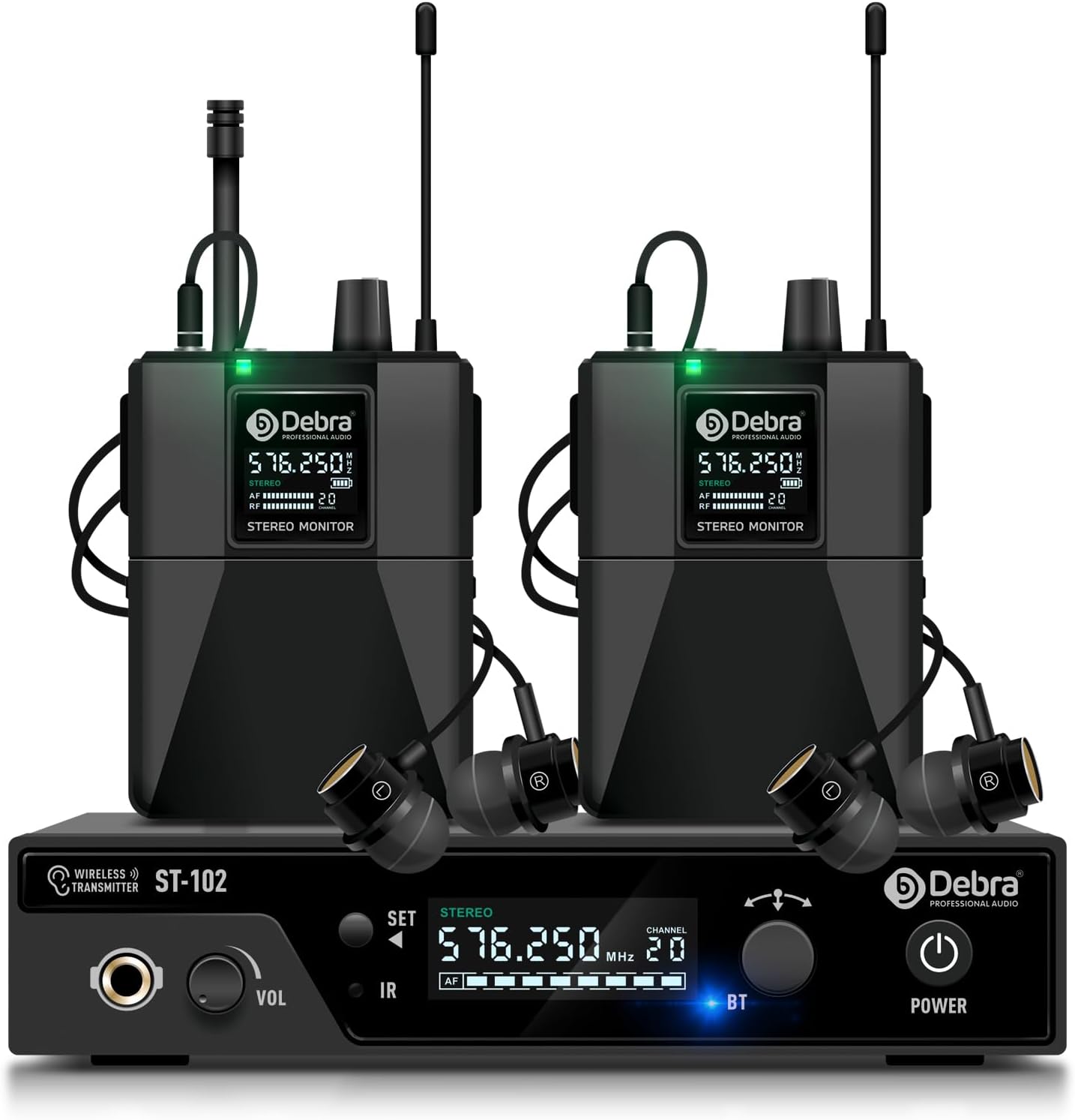 D Debra PRO ST-102 UHF Stereo Wireless IEM Monitor System