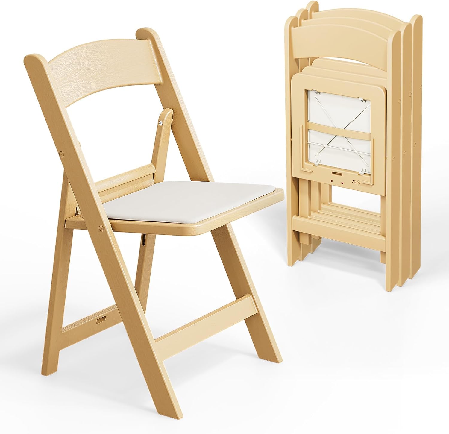 VINGLI Resin Folding Chairs with Cushion for Events and Parties