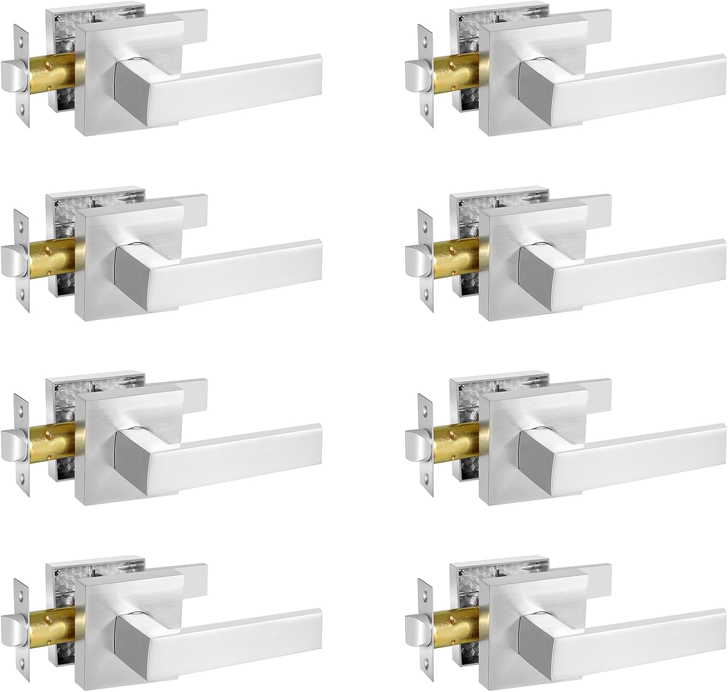 Square Passage Door Lever Set for Hallway and Closet Use