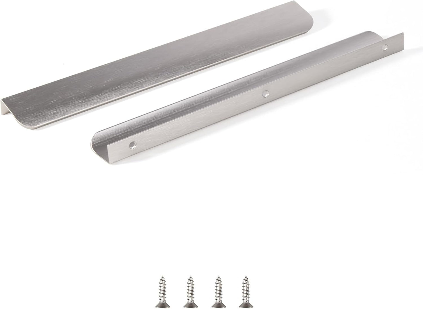 Edge Finger Tab Pulls for Cabinets - Modern Brushed Nickel Style