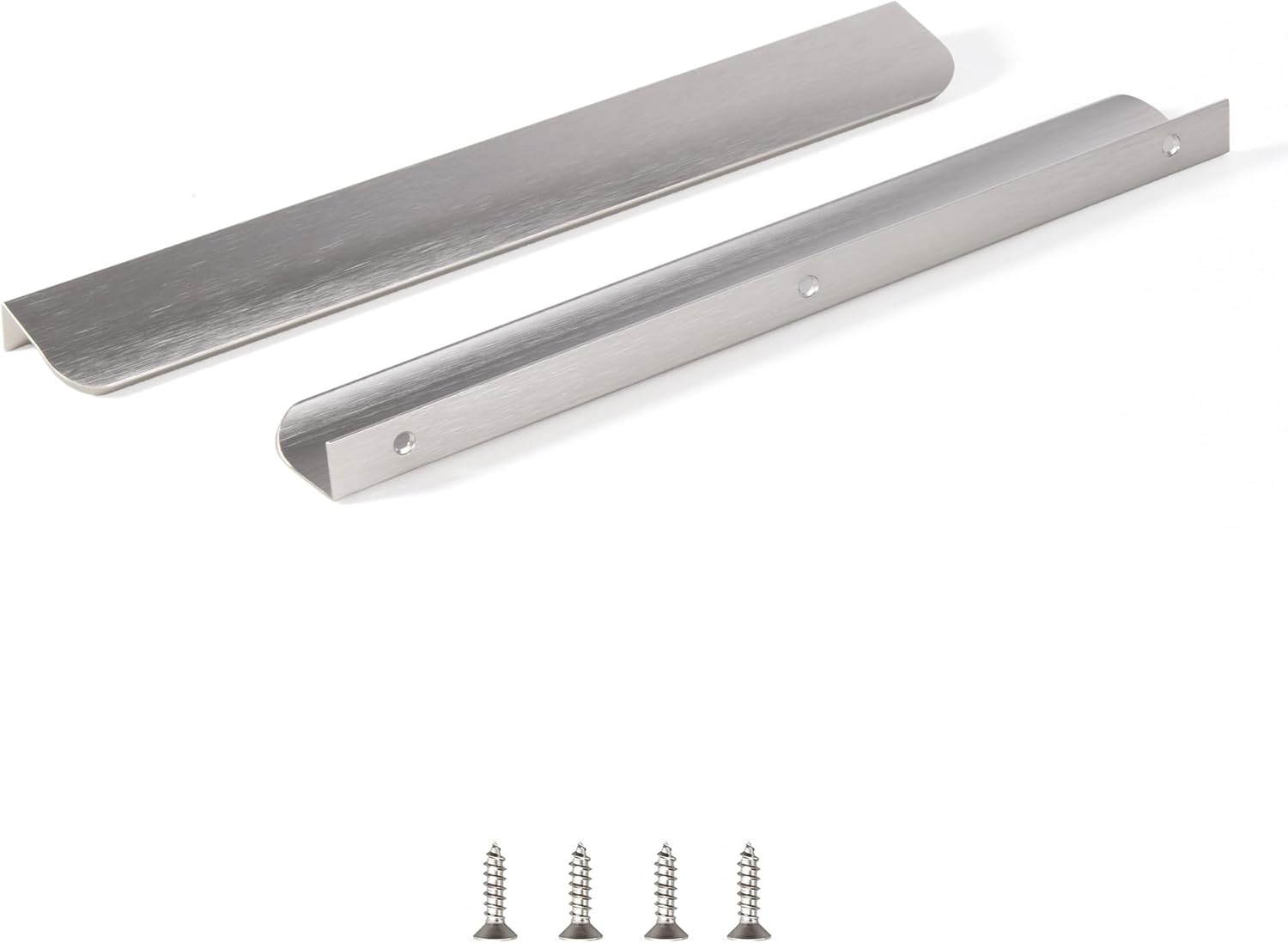 Edge Finger Tab Pulls for Cabinets - Modern Brushed Nickel Style