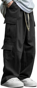 Mens Baggy Cargo Pants with Contrast Piping - Oversized Fit