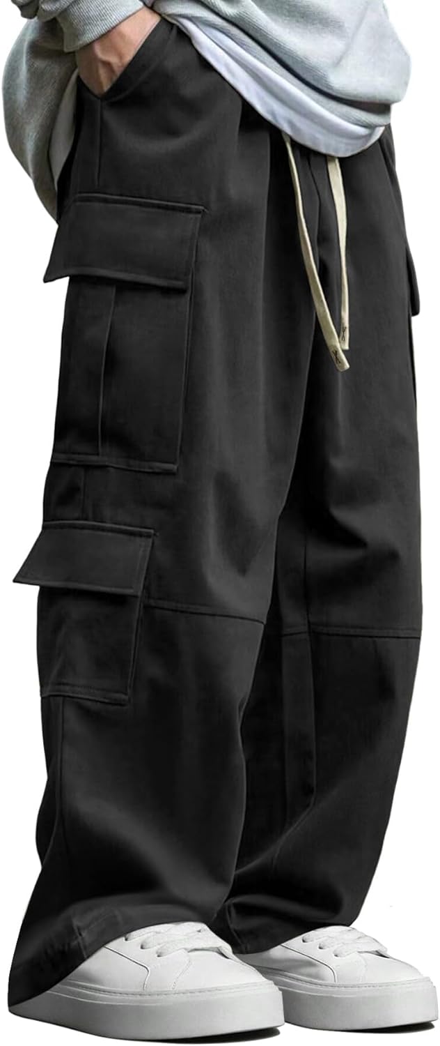 ZAFUL Mens Baggy Pants Y2K Contrast Piping Drawstring Sweatpants