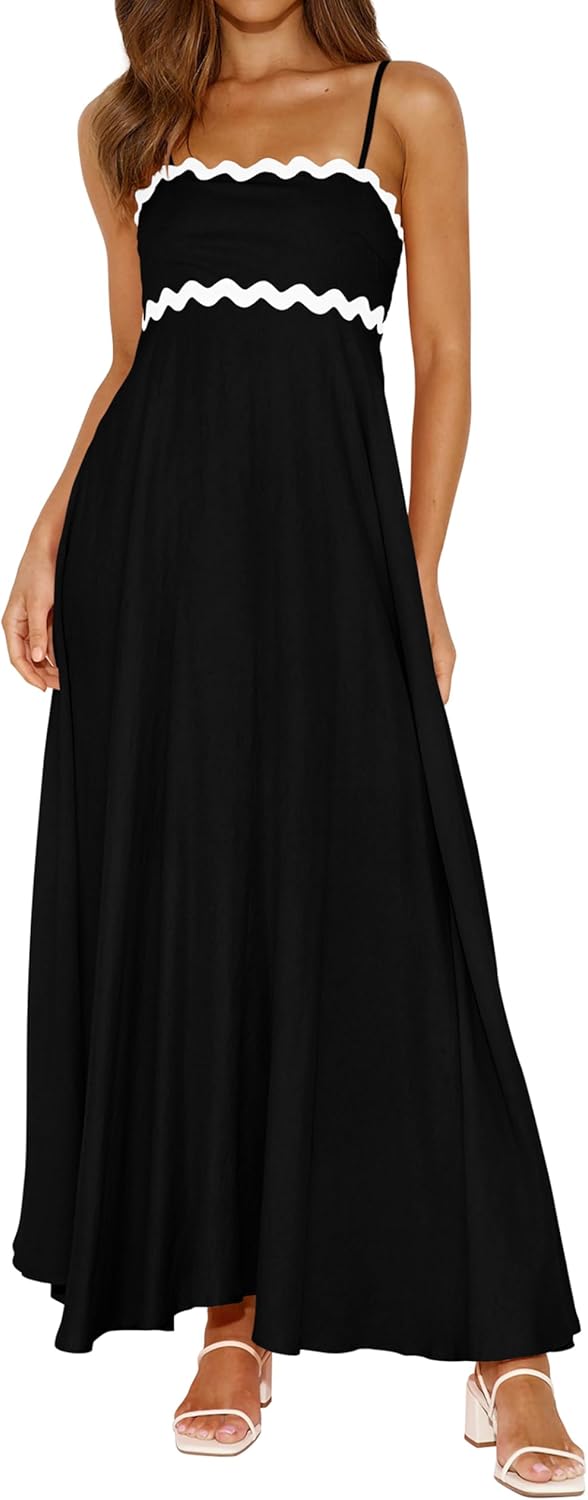 PRETTYGARDEN Womens Spaghetti Strap Maxi Dress for Summer Fun