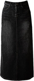 Long Denim Skirt for Women Casual A-Line Maxi Skirt - Flattering High
