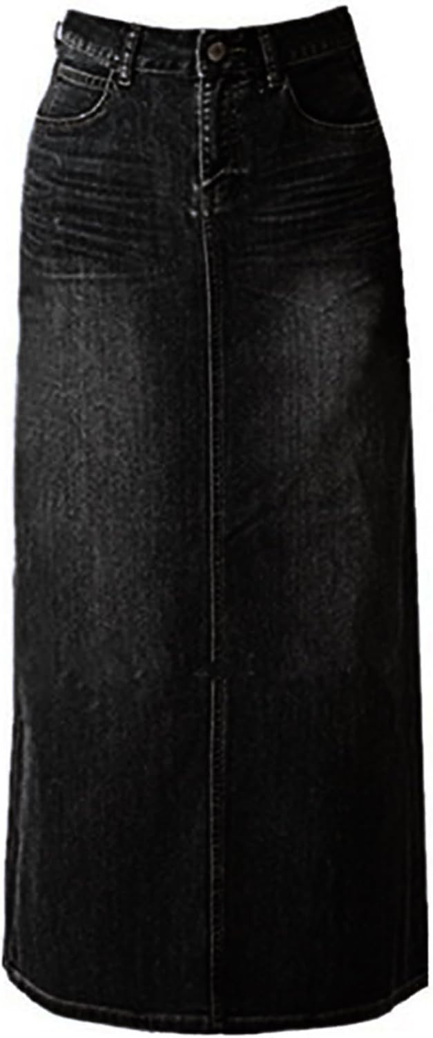 Long Denim Skirt for Women Casual A-Line Maxi Jean Skirt