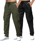 Men's Casual Cargo Sweatpants for Men - Multi Pocket Drawstring