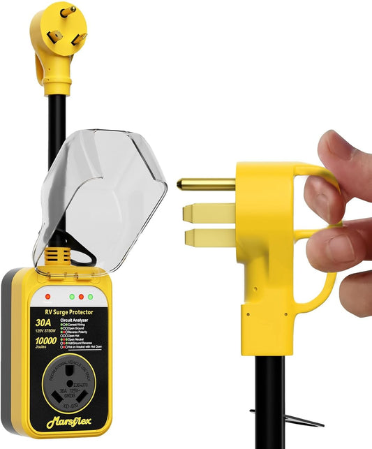 30 Amp RV Surge Protector with 10000 Joules Protection and LED Display
