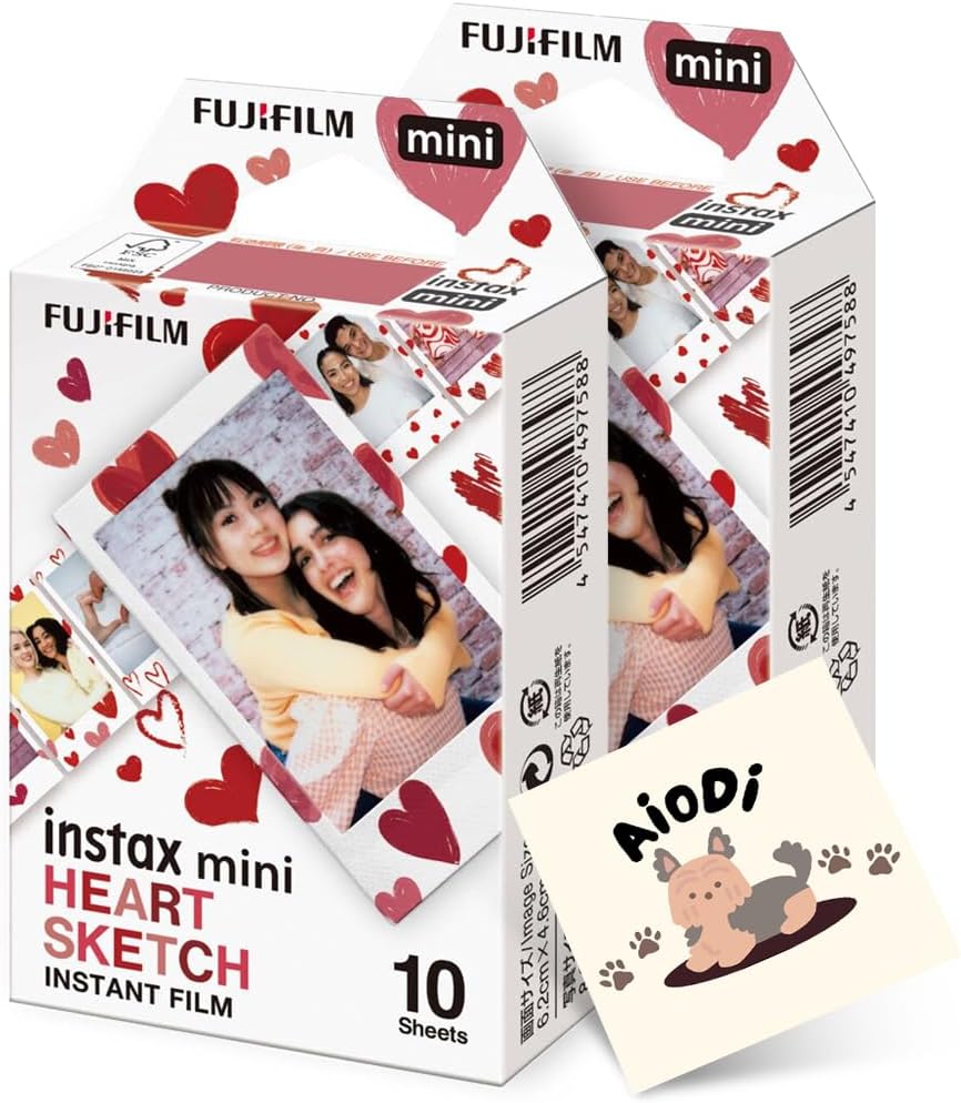 Fujifilm Instax Mini Heart Sketch Instant Camera Film - 20 Shoots