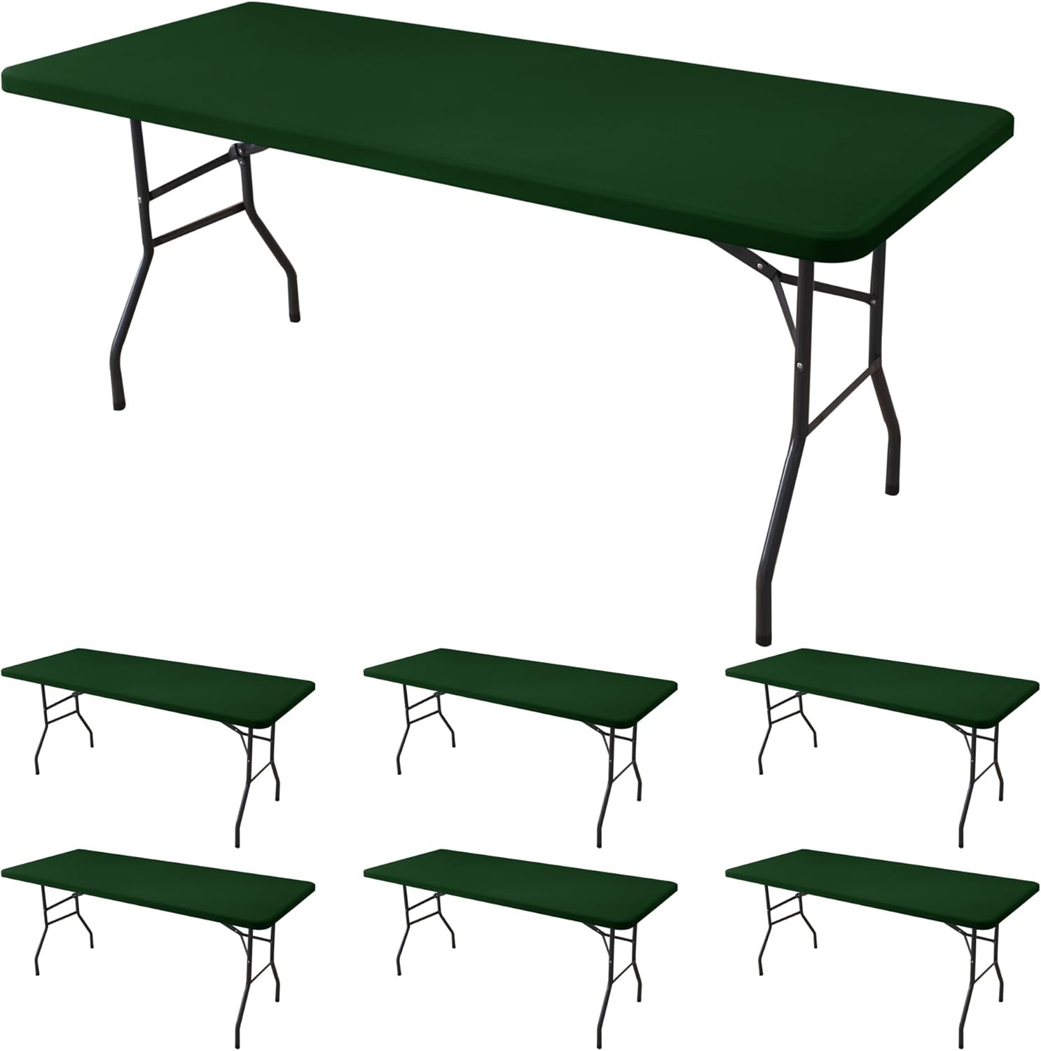 Fitted Tablecloth for 6 Foot Rectangle Tables - 6 Pack Hunter Green