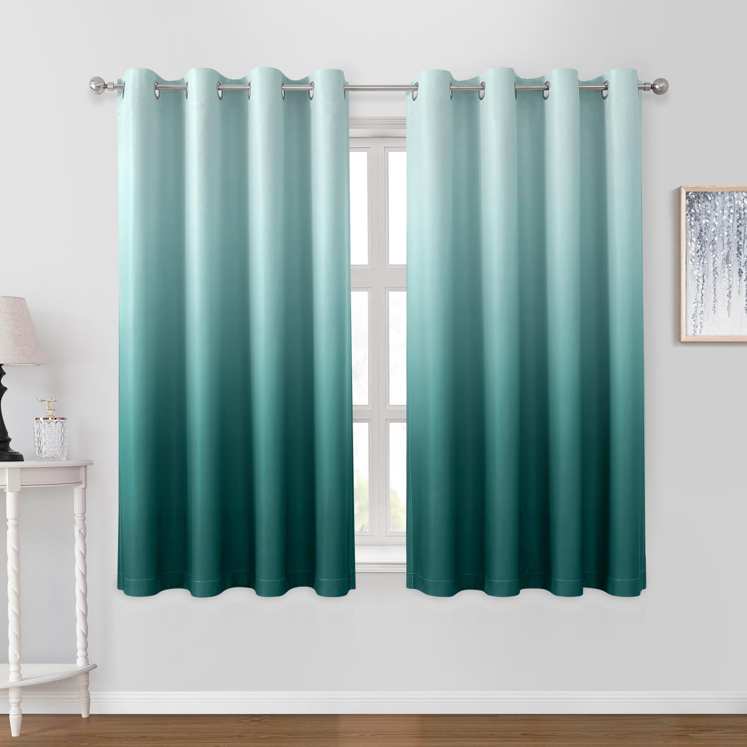 Teal Ombre Blackout Curtains for Stylish Room Darkening