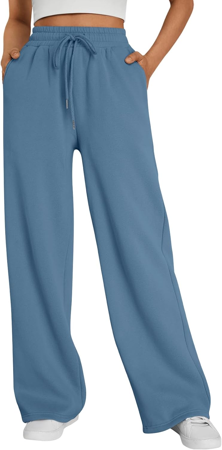 Trendy Queen Womens Wide Leg Fleece Lined Sweatpants for Comfort