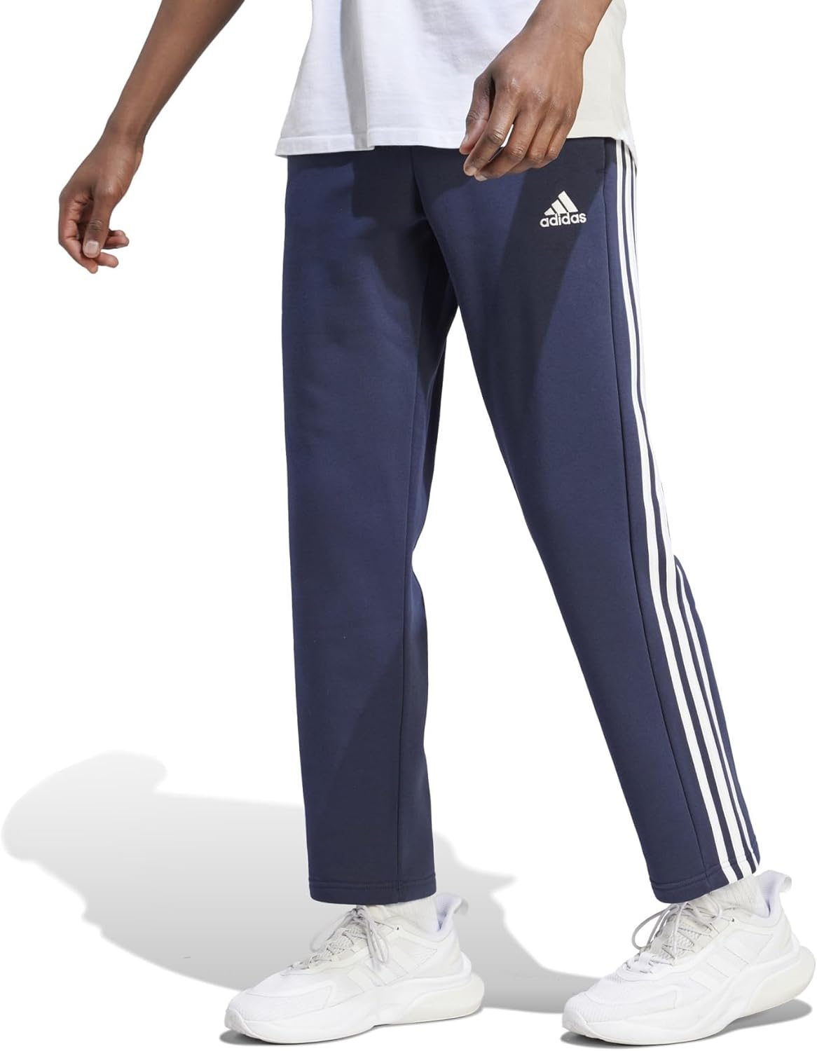 Adidas Mens Essentials 3-Stripes Fleece Open Hem Pants Review