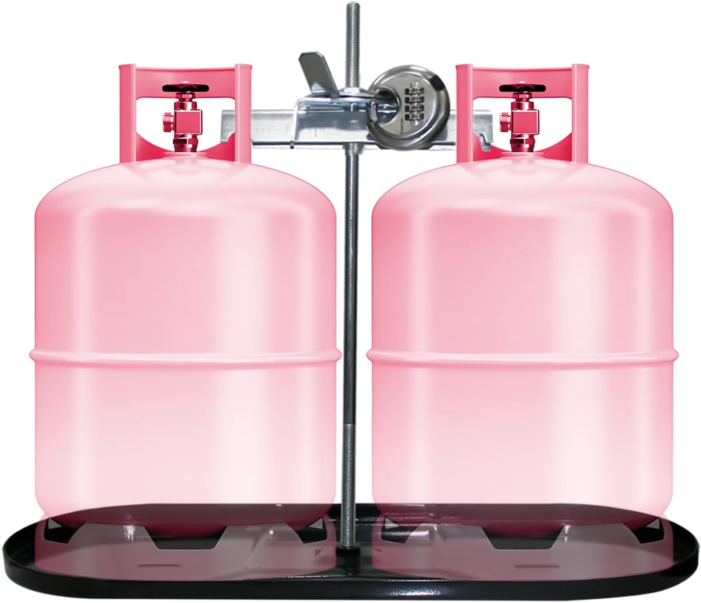 RV Dual Propane Tank Mounting Rack with Locking Device for Safety