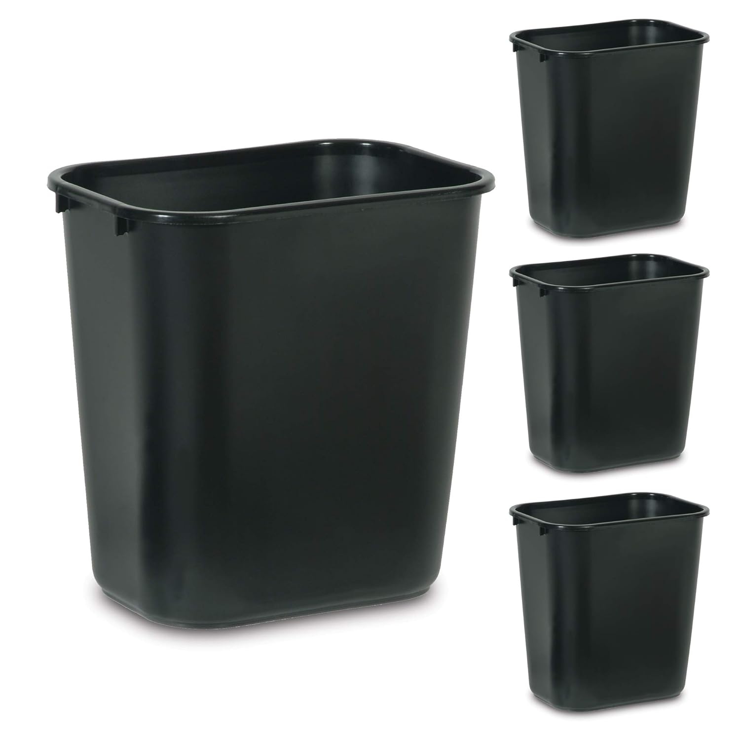Rubbermaid 7-Gallon Black Trash Can 4-Pack - Space-Saving Design!