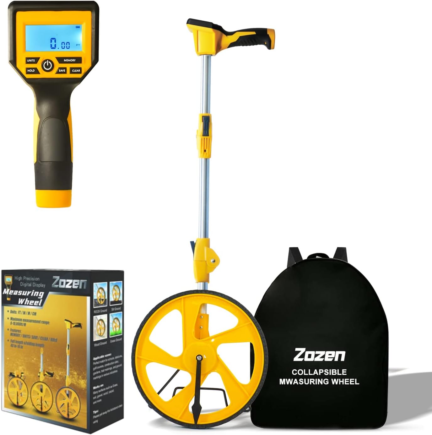 Zozen Digital Measuring Wheel with Backlit Display for Precision