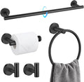 Matte Black Bathroom Towel Bar Set 5 Pieces - Durable SUS304 Finish