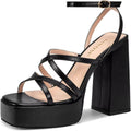 ISNOM Platform Chunky Heels for Women - Stable 12cm Block Heel Jewelry
