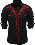 COOFANDY Men's Western Embroidered Long Sleeve Shirt (Style 574L)