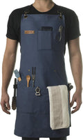Chef and BBQ Apron with Bottle Opener and Towel - Durable Canvas Apron