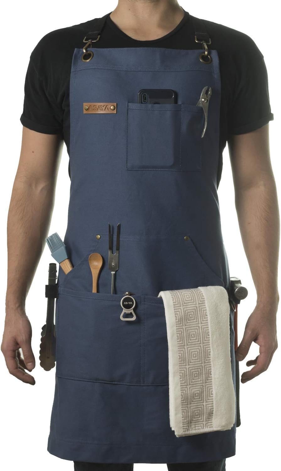 Asaya Chef and BBQ Apron with Bottle Opener and Hand Towel