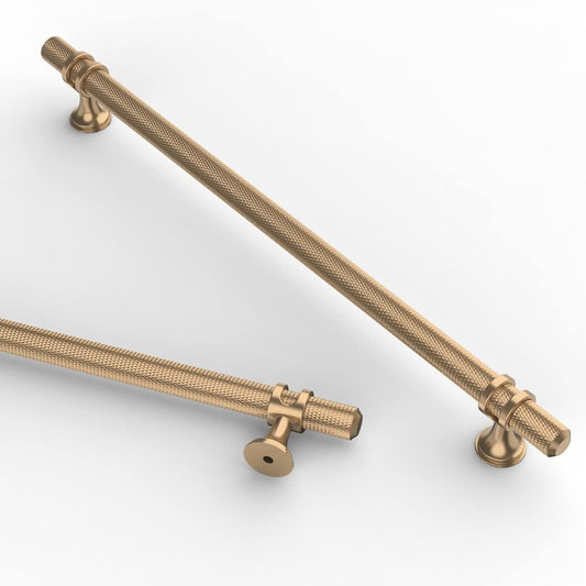 10 Inch Knurled Champagne Bronze Kitchen Cabinet Handles Set