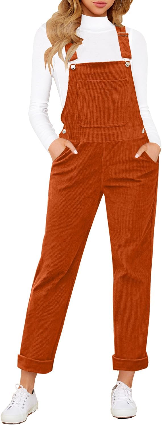 Stylish Women's Corduroy Overalls with Adjustable Straps
