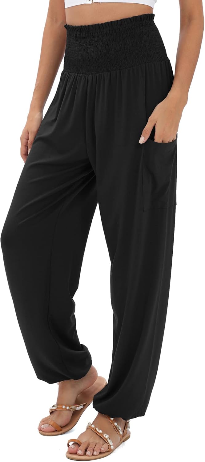 QIANXIZHAN Women's High Waist Harem Pants - Stylish Pockets!