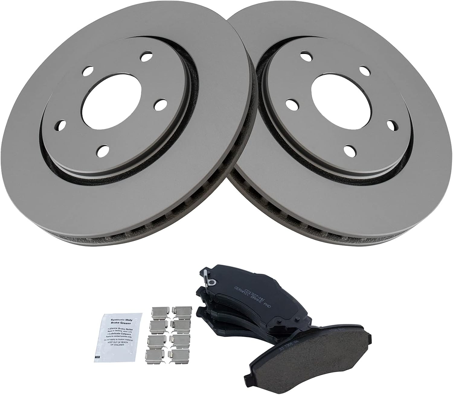TRQ Front Ceramic Brake Pads & G-Coated Rotors Kit for Dodge