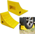 Heavy Duty Wheel Chocks 2 Pack - Yellow Solid Rubber Trailer Safety