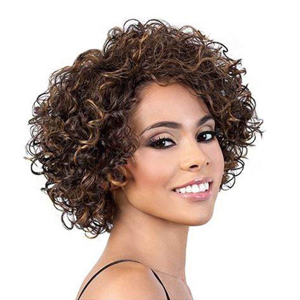 Short Curly Human Hair Wigs for Black Women with Bangs