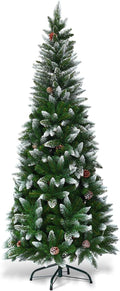 HAPPYGRILL 5ft Snow Flocked Pencil Christmas Tree - Slim Winter Accent