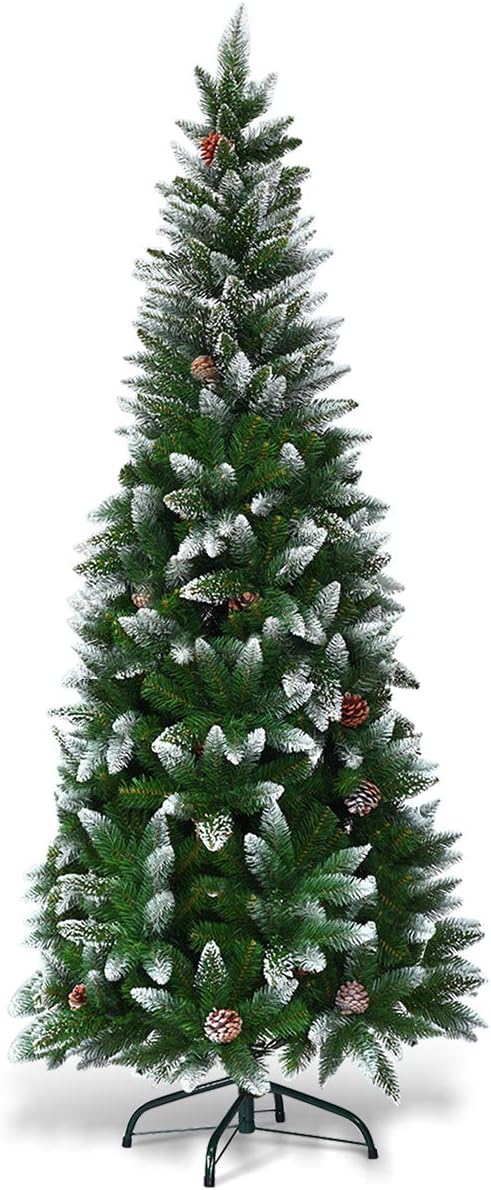 5FT Snow Flocked Pencil Christmas Tree for Holiday Decor