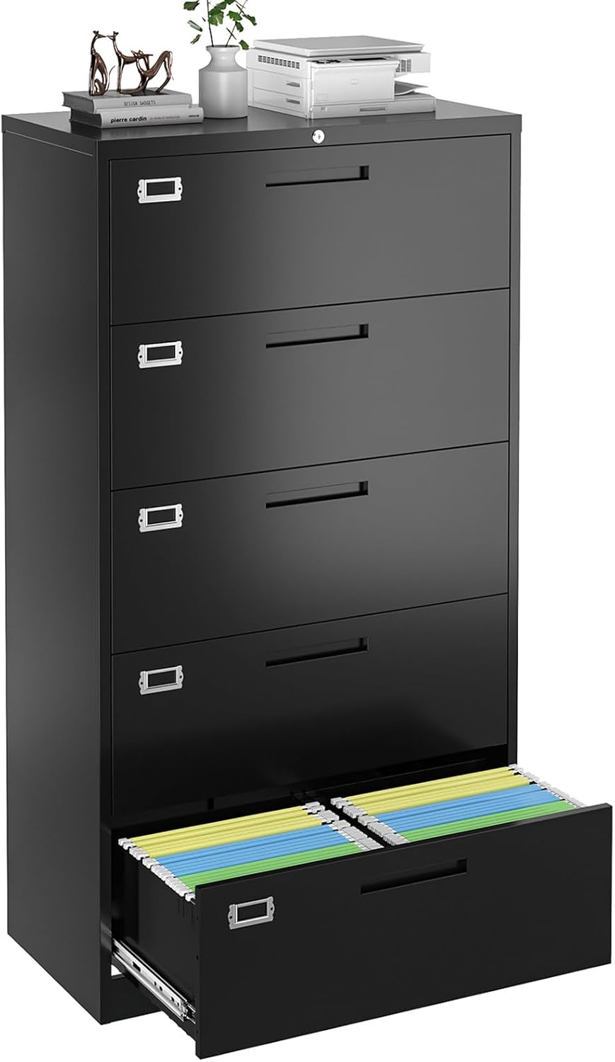 Securely Organize Files with 5 Drawer Metal Cabinet