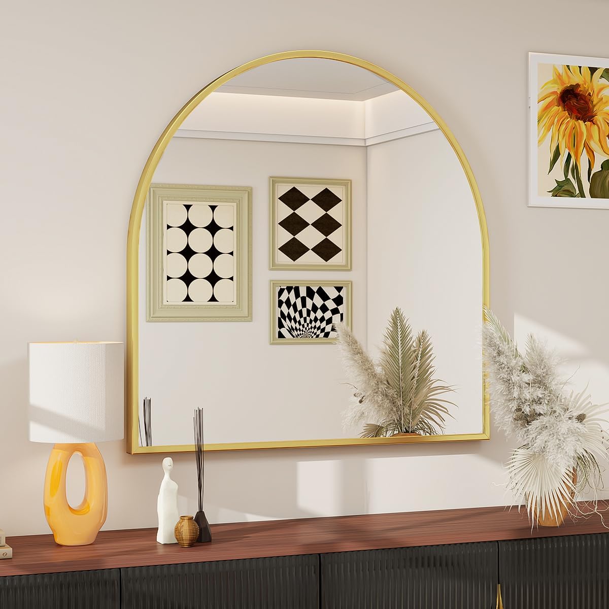BEAUTYPEAK 31x32 Arch Bathroom Mirror for Elegant Spaces