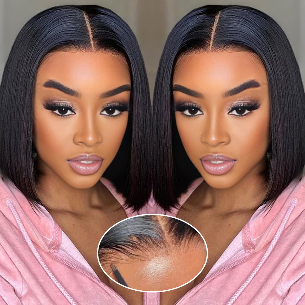 Bob Wig Human Hair Glueless Wigs for Black Women - 10 inch