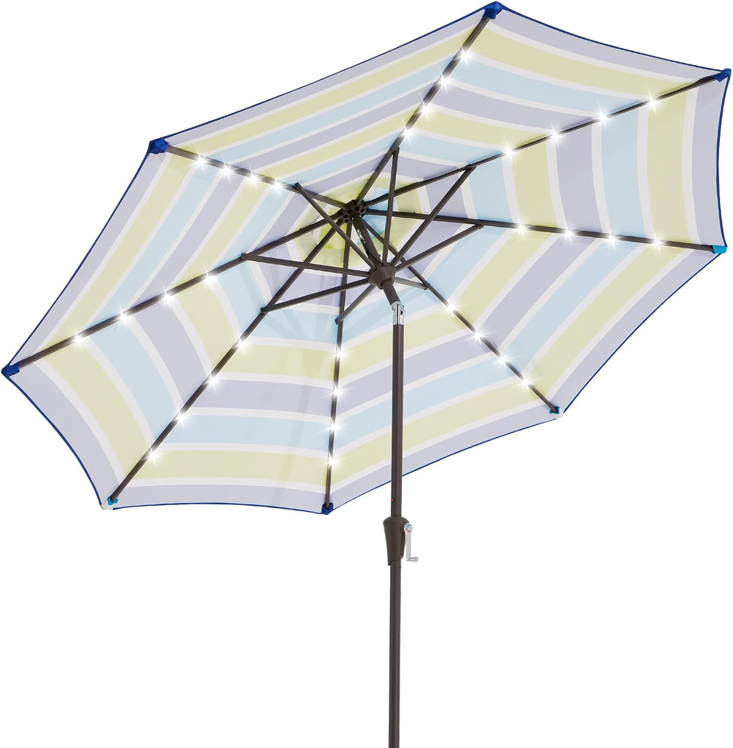 JEAREY 9FT Outdoor Patio Umbrella with Solar Lights and Tilt
