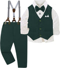 Toddler Baby Boy Suit 12M-5T with Bowtie & Suspenders - Formal Set