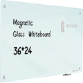 Magnetic Glass Whiteboard 36x24 in Frameless Glass Board - Sleek Wall