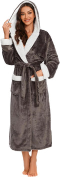ccko Plush Robes For Women Fleece Hooded Bathrobe - Cozy (Style X42D)