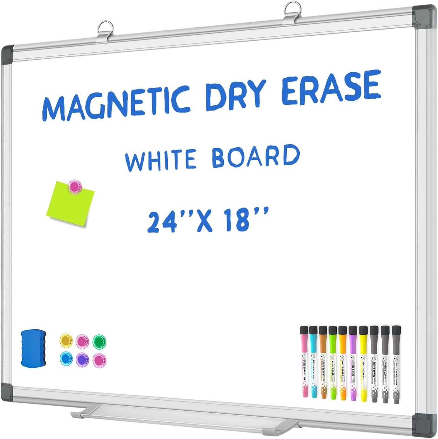 Magnetic Dry Erase Board 24in x 18in for Home and Office Use