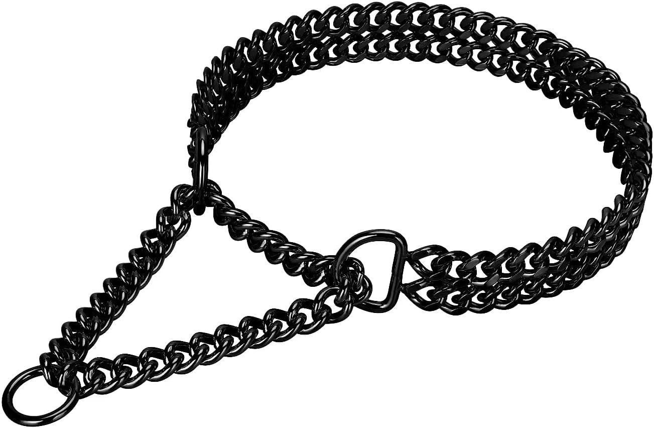 Durable Black Dog Chain Collar for All Breeds and Sizes
