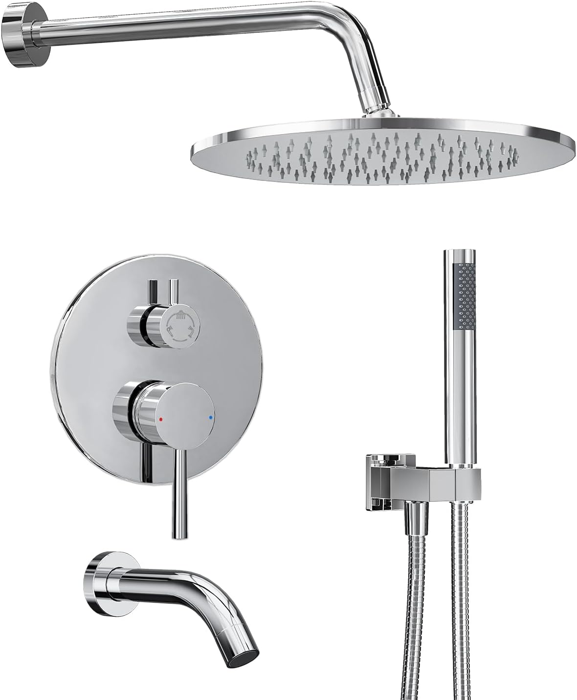 Gabrylly Shower System with 10-Inch Rain Shower Head and Tub Spout