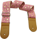Girls Guitar Strap Pink Cotton Heart Pattern - Adjustable Comfort