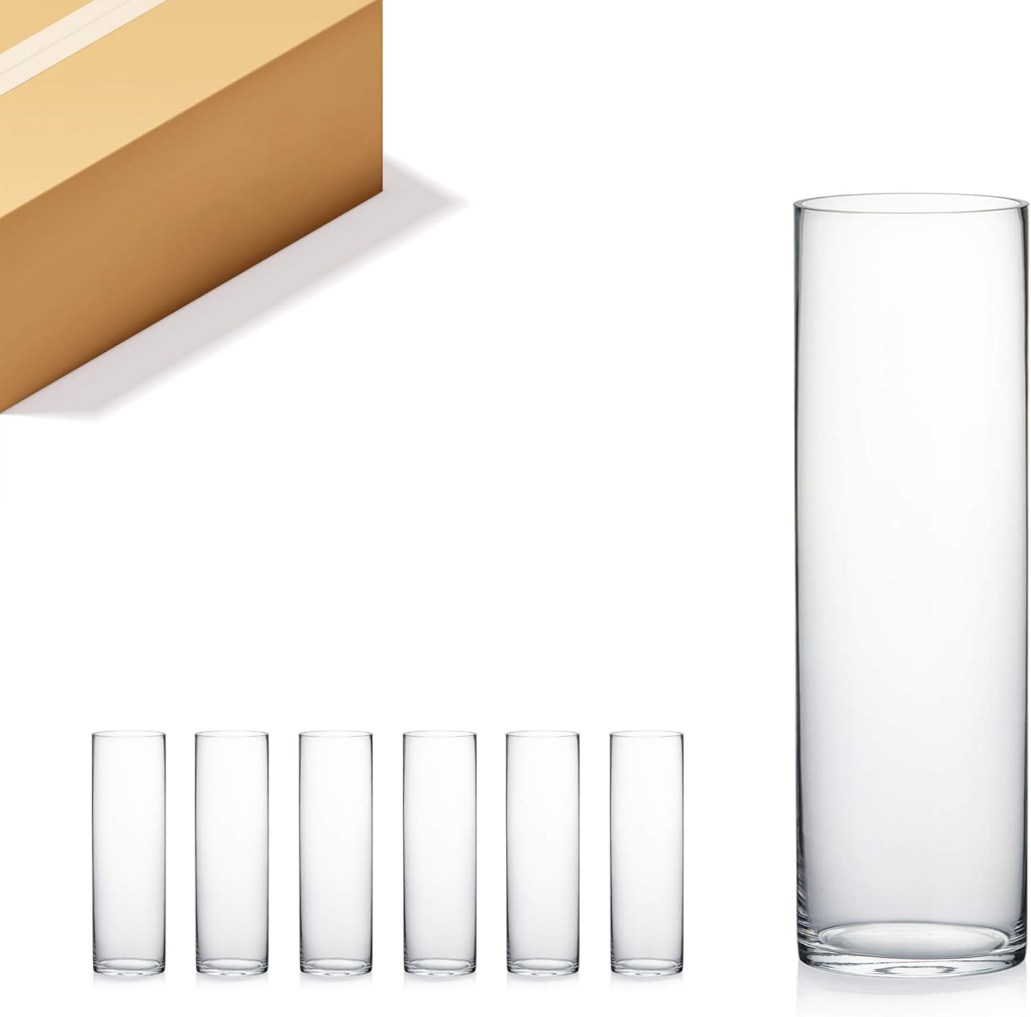 WGV Cylinder Vase Bulk - Clear Glass Container for Events