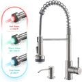 GIMILI Kitchen Faucet with Soap Dispenser LED Pull Down Sprayer