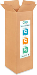 Tall Moving & Shipping Boxes 12 x 12 x 36 in (5-Pack) - Extra Strength