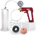 LeLuv Penis Pump Maxi Red Handle Installed Gauge - Durable Vacuum Pump